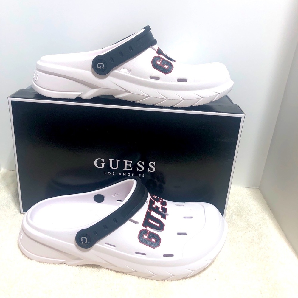GUESS Mens Croc Style White Black Trimmed Shoes US SZ 8M New In Box LCBGC2